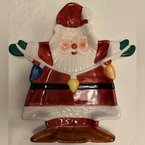 NWOT Vintage Santa Claus With Lights Cookie Serving Plate